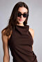 F8007Axbn267 Brown Slim Fit Halter Neck Blouse - 5