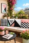 Houndstooth Marble Patterned 4-Piece Throw Pillow Cover Set