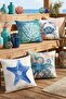 Sea Animals Patterned 4-Piece Throw Pillow Cover Set