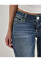 Women's Dark Blue Low Rise Bootcut Jean Pants – Stretch Denim Fabric, Y2K Style - 6