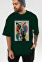 For Dog Lovers 56 Front Dog Printed Green Oversize T-Shirt 100% Cotton Unisex Dog Lover Premium Design - 6