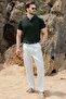 Khaki Striped Polo Collar Knitwear Men's T-Shirt E7504 - 5