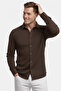 Brown Slim Fit Knitted Fabric Lycra Men's Shirt – Breathable, Flexible, and Modern Design 2602604 - 2