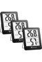 Digital Room Indoor Thermometers, Mini Humidity Meter, Hygrometer (Black) Pack of 3