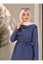 Women's Shawl Detailed Waist-Tie Muslim Dress Double Set Sb0041 - 2