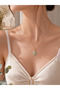 Tulip Bouquet Blue Drop Steel Necklace (Gold Color) - 2