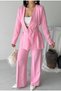 Women's Double Buckle Belt Detailed Wide Leg Suit Pants Candy Pink - 5