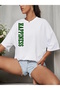 Women's Black and White T-Shirt Happiness Printed Oversize Loose
