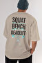 Squat Bench Deadlift 3 Oversize Back Printed Beige T-Shirt 100% Cotton Streetwear Premium Comfortable Fit - 6