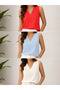 V-Neck Viscose Sleeveless Tank Top Bluz - 4