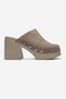 Bellune Stone Suede Genuine Leather Women's Thick Heeled Slippers with Rivet Detail - 4