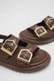 Nadia Brown Women's Daily Buckle Detailed Double-Strapped Elastic Stylish Comfortable Casual Orthopedic Sandals - 2