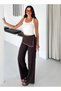 Women's Tie-Waist Sequined Seersucker Stretchy Wide-Leg Trousers - 6