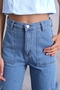 Cargo Wide Leg Jean Pants - 3