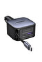 60W USB-C Makaralı Dahili Kablolu Hızlı Araç Çakmaklık Şarj Cihazı, 1x USB-C 1x USB-A, 55212B - 3