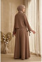 Button Detailed Blouse Skirt Hijab Double Set 5658-05 Mink - 5