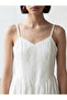 Lcw Modest White V-Neck Rope Strap Brode Dress - 3