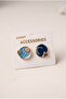 Sun and Moon Themed Blue Enamel Yellow Women's Bijouterie Earring Set - 7