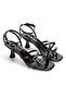 Black Short Heeled Evening Dress Shoes with Front Buckle - 4