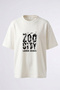 Zoo City Design Back Printed Cotton White Oversize T-Shirt