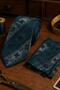 Green Black Motif Pattern Classic Tie with Handkerchief Kk13725 - 2