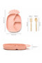 Pineapple Figured Feeding Set - 3 Compartment Food Bowl, Baby Food Container with Spoon and Fork, Pink - 5