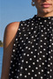 Women's polka dot halter neck blouse - black - 4