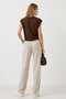 V-Neck Off-Shoulder T-Shirt-Brown - 3