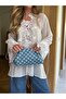 Bursu clutch mini bag white polka dot blue - 4