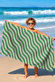 Wavy Striped Beach Towel - Pink Green Minimalist Pool Sea Bath Quick Drying Beach Cover - 2