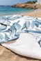 Blue and White Beach Towel with Tropical Leaves - Modern Mediterranean Botanical Pool Sea Bath Seaside Coverlet - 5