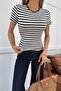 Short Sleeve Striped Tshirt Blue - 5