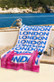 London Themed City View Beach Towel - Typographic Pink Blue Quick-Dry Microfiber Towel - 6