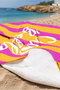 Striped Ciao Bella Written Fuchsia Orange Beach Towel - Vibrant Colorful Quick-Drying Microfiber Towel - 3