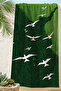 Green Beach Towel with Seagull Figure - Marine Nature Themed Modern Quick-Drying Microfiber Towel - 4