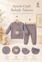 Baby Boy Set - Children's Set - Teddy Bear Pocketed Ribbed Cotton Seasonal Top and Bottom Baby Set - 3
