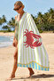 Crab Themed Striped Marine Beach Towel-Mediterranean Style Green Red Quick Drying Microfiber Towel - 2