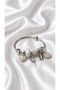 Seralya Silver Color Sea-Themed Charm Bracelet – Women's Bracelet with Pearl Detail, Shell and Starfish Figures