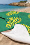 Green and Yellow Beach Towel with Sun Figure - Bohemian Tropical Spiral Motif Quick-Drying Microfiber Towel - 3