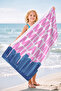 Miami Written American Themed Beach Towel - Pink Blue Skyline Pool Sea Bath Beach Cover - 7