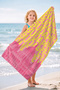 Budapest Themed City View Beach Towel - Modern Typographic Pink Yellow Quick-Drying Cover Towel