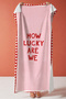 Heart Themed Striped Pink Beach Towel-How Lucky Modern Red White Quick Dry Microfiber Towel - 6