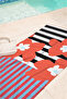 Floral Striped Modern Beach Towel - Tropical Marine Coral Black Quick Dry Microfiber Towel - 7
