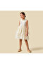 Ruffle Neck Sleeveless Tiered Dress with Embroidered Detail - 2