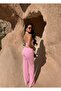 Women's Pink Backless Ribbed Blouse and Wide-Leg Pants Set - 2