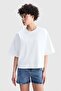 Ecko Red Skylar Oversize Boxy Crew Neck Printed Women's White Tshirt