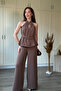 Brown Gold Accessory Detailed Flounce Jumpsuit - 7
