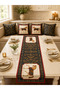 Luxury Runner Tablecloth with Navy Blue Gold Horse Figure - 3