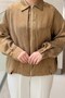 Front Pleated Detailed Zippered Advertized Sleeve Lined Bomber Jacket - 3