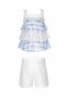 Baby Girl Fish Print Layered Ruffle Sleeveless Top and Shorts Two-Piece Set - Summer Party, Vacation, Beachside (9m, 12m, 18m, 24m, 36m) 311004Ca